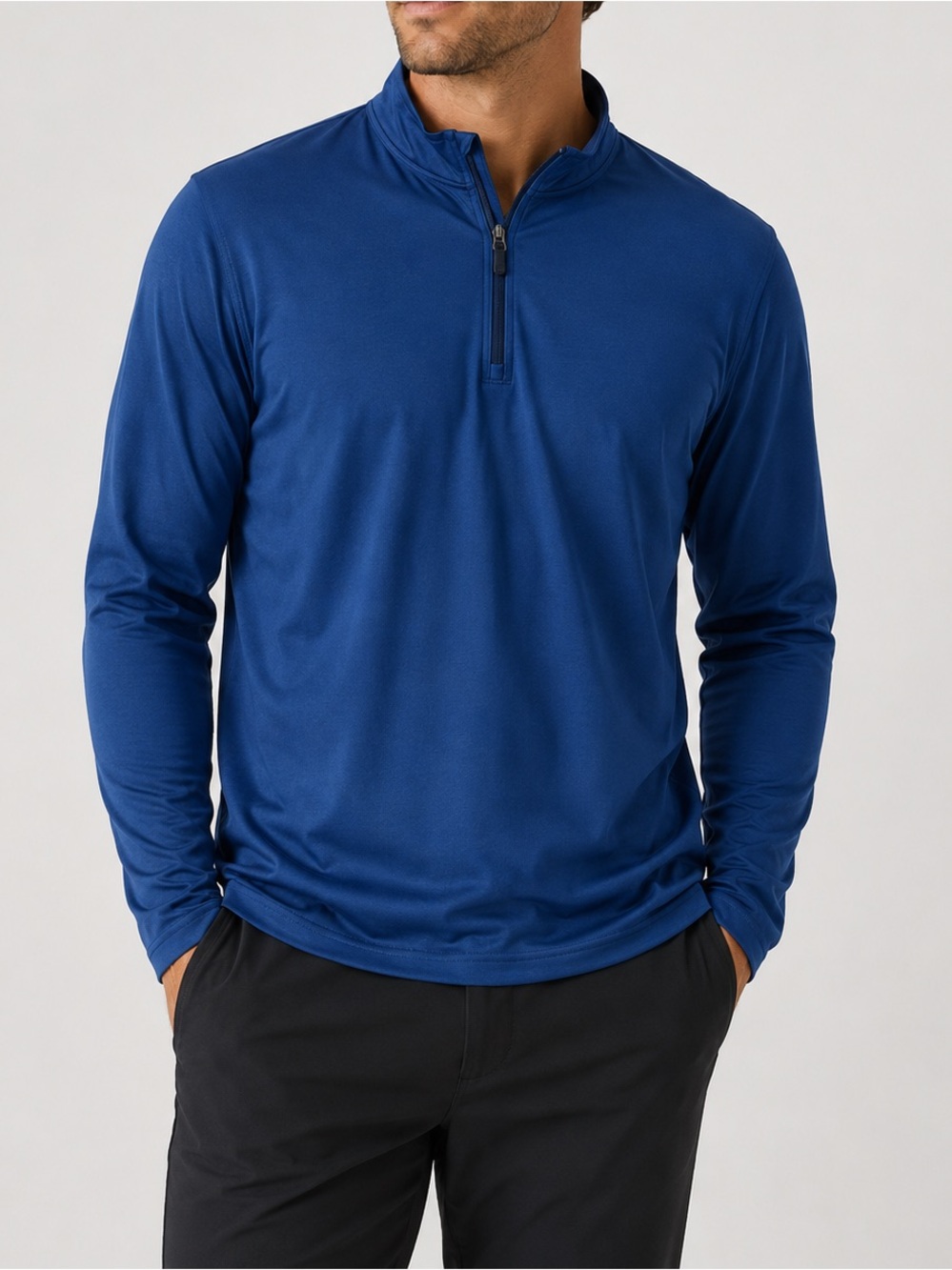 RHONE Men’s XXL Session 1/4 zip performance pullover shirt blue lightweight